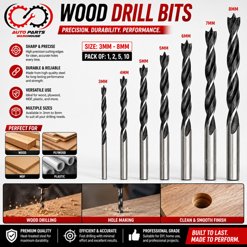 Wood drils lip spur - &,